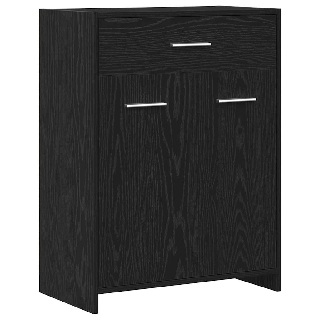 Baderomsskap med skuff Svart Eik 60 x 33 x 80 cm Konstruert tre