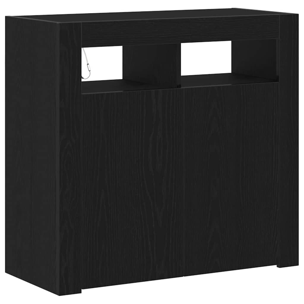 Serviesskap Svart Eik 80 x 35 x 75 cm Konstruert tre