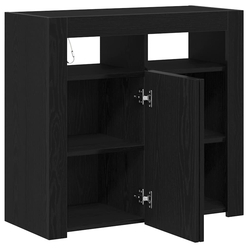 Serviesskap Svart Eik 80 x 35 x 75 cm Konstruert tre