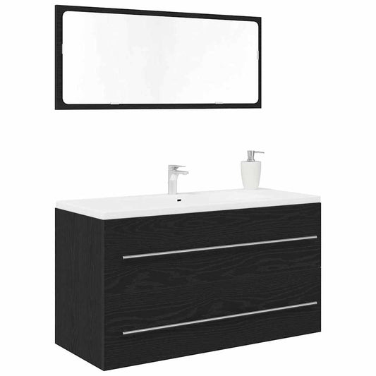 Sink Cabinet Svart Eik 90 x 45 x 1.5 cm Konstruert tre