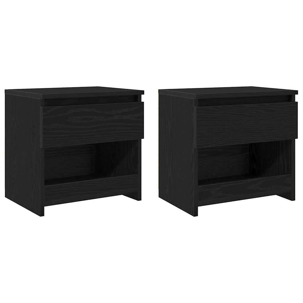 Nattbordskap 2 pcs Svart Eik 40 x 30 x 39 cm Konstruert tre