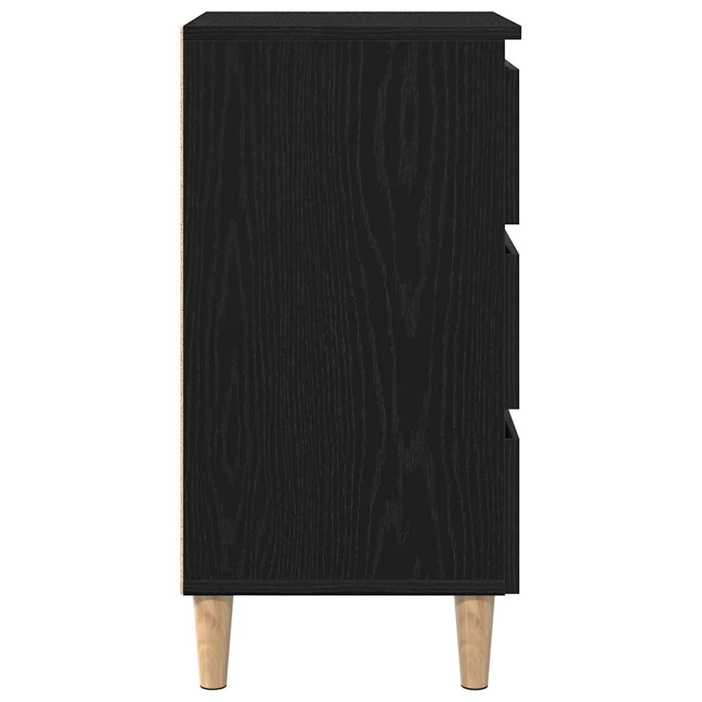 Nattbordskap med skuff Svart Eik 40 x 35 x 69 cm Konstruert tre
