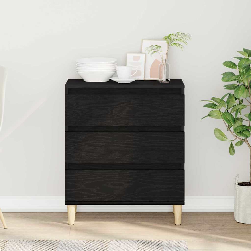 Serviesskap med skuff Svart Eik 60 x 35 x 70 cm Konstruert tre