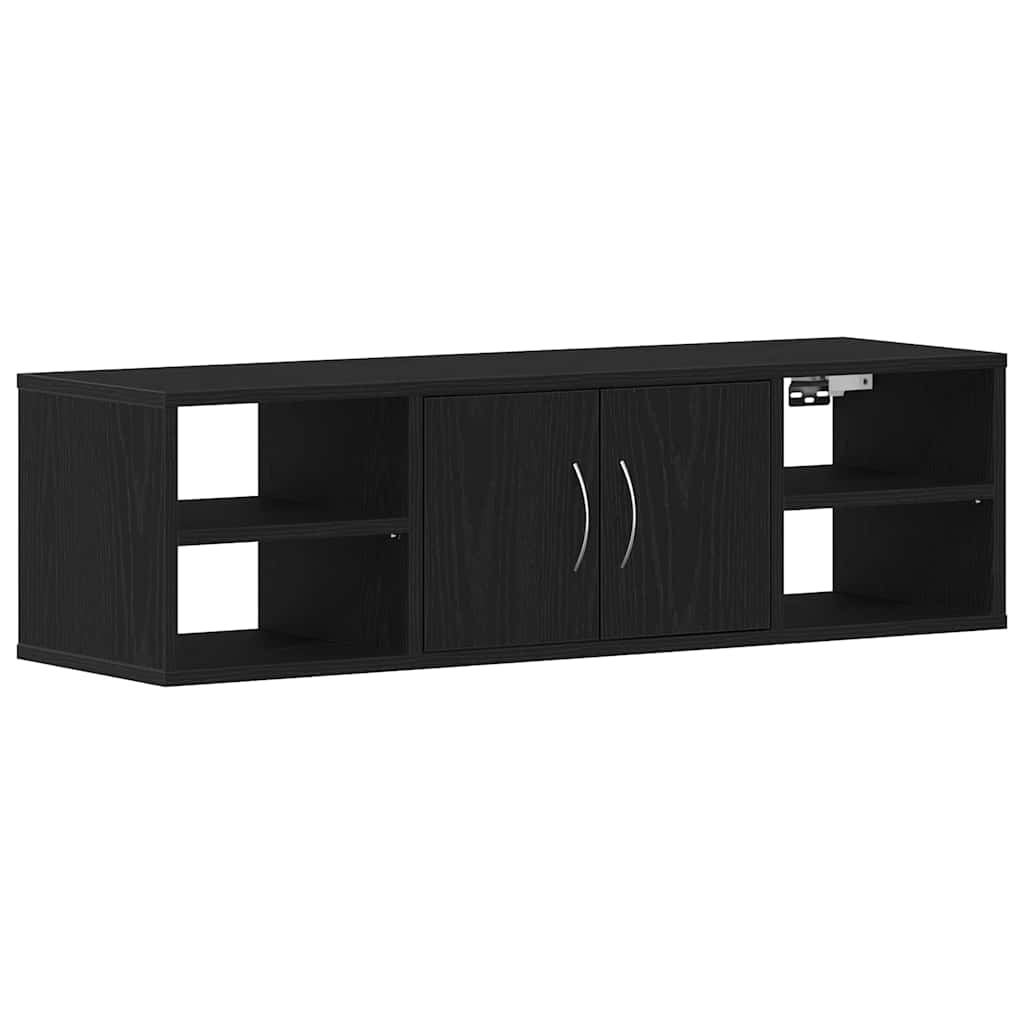 Vegghylle med hylle Svart Eik 102 x 30 x 29 cm Konstruert tre