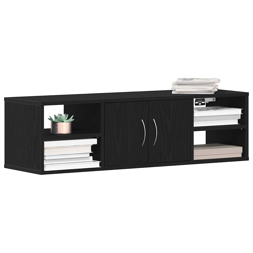 Vegghylle med hylle Svart Eik 102 x 30 x 29 cm Konstruert tre