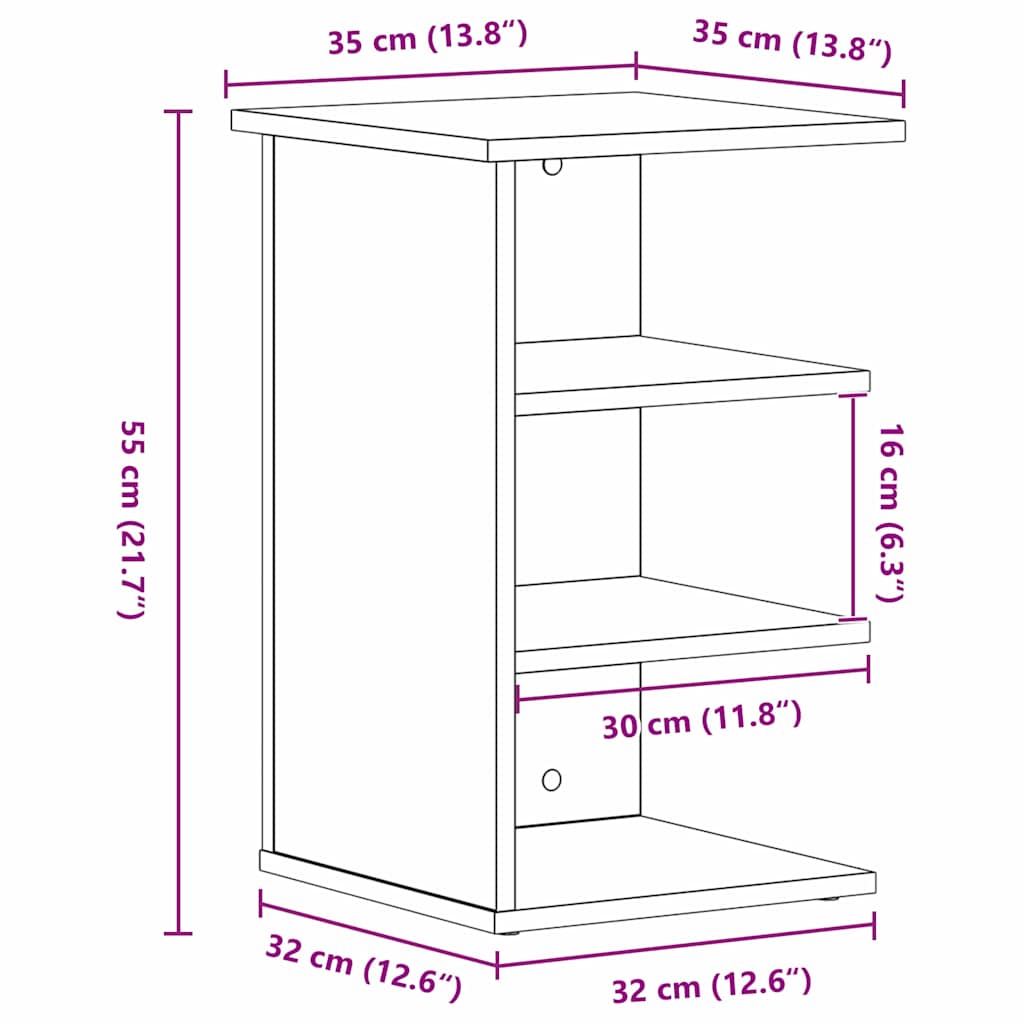 Sideskap Svart Eik 35 x 35 x 55 cm Konstruert tre