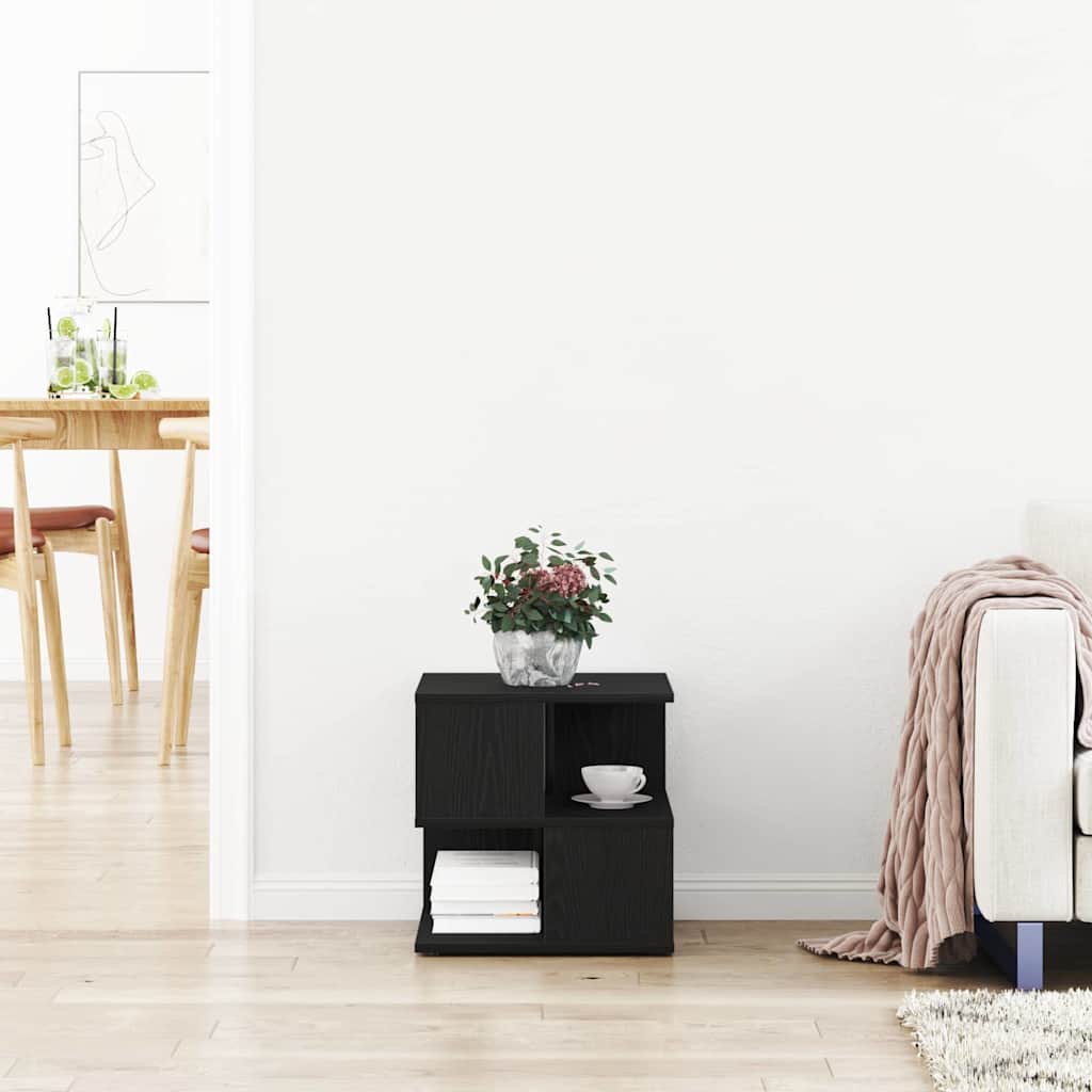 Sidetabell med hylle Svart Eik 30 x 30 x 55 cm Konstruert tre