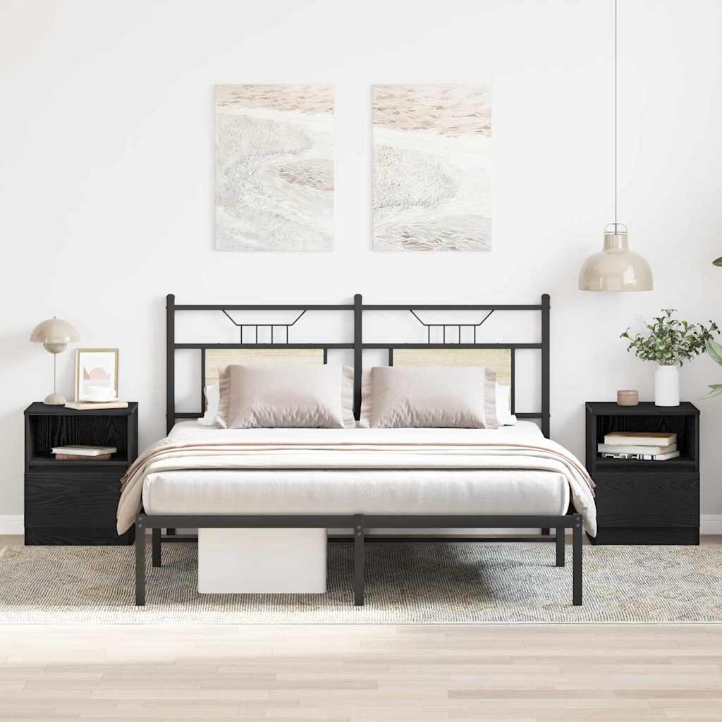 Nattbordskap 2 pcs Svart eik 40 x 40 x 50 cm Konstruert tre