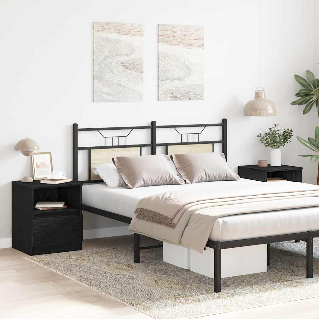 Nattbordskap 2 pcs Svart eik 40 x 40 x 50 cm Konstruert tre