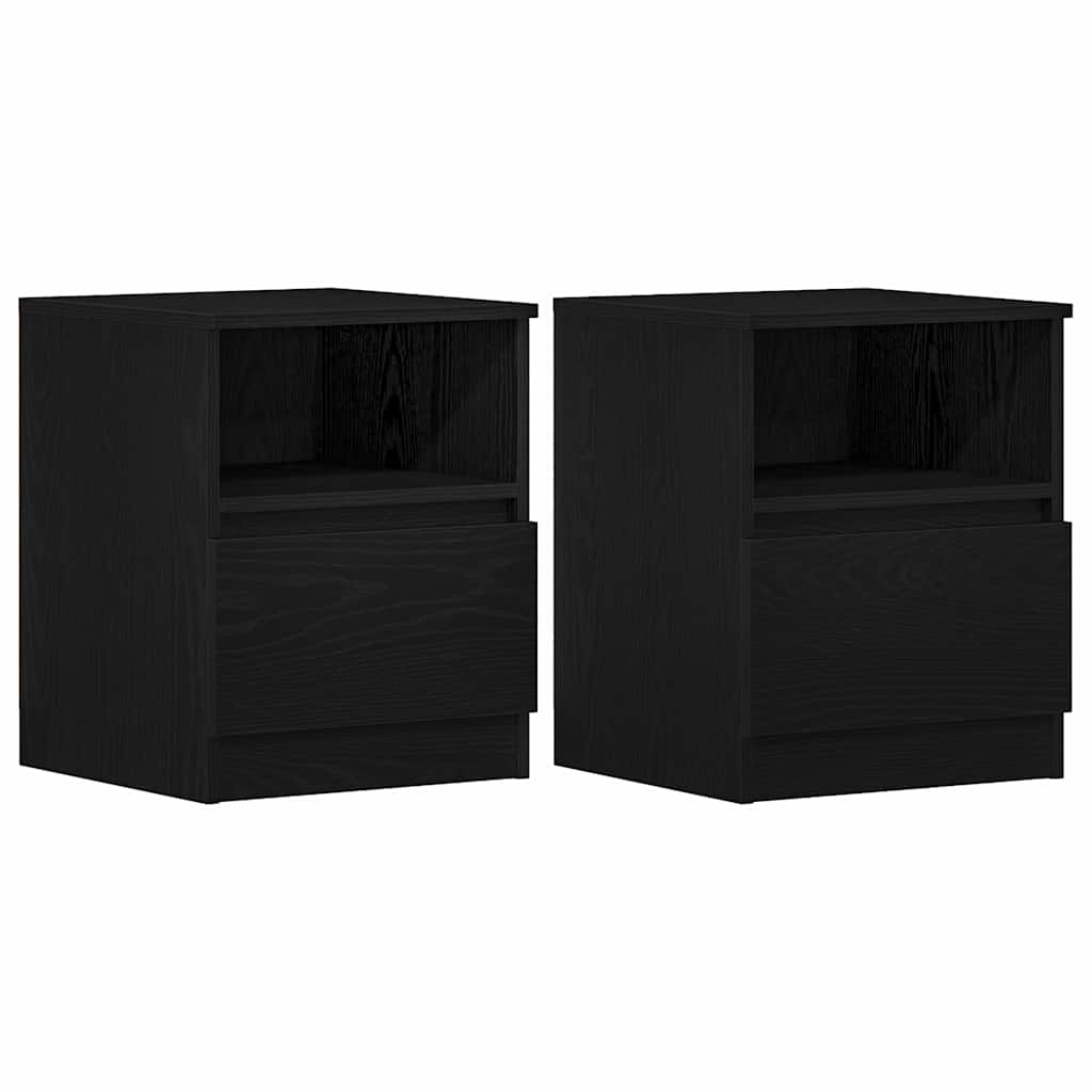 Nattbordskap 2 pcs Svart Eik 40 x 40 x 50 cm Konstruert tre
