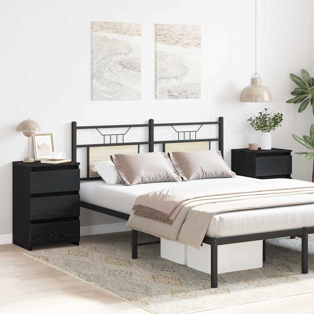 Nattbordskap 2 pcs Svart eik 40 x 35 x 62.5 cm Konstruert tre