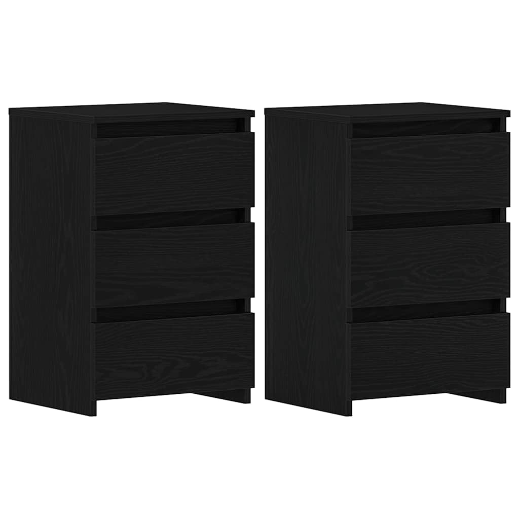 Nattbordskap 2 pcs Svart Eik 40 x 35 x 62,5 cm Konstruert tre