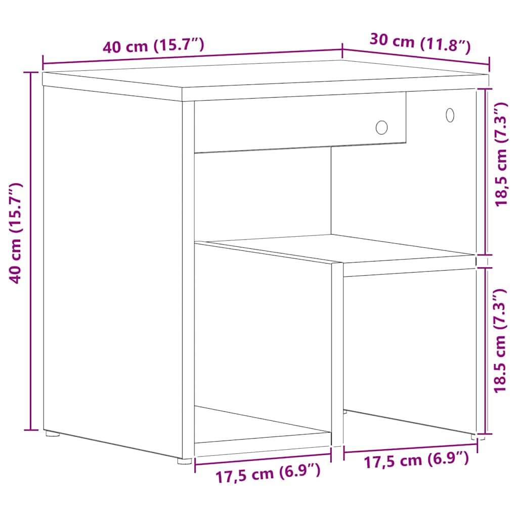 Nattbordskap 2 pcs Svart Eik 40 x 30 x 40 cm Konstruert tre
