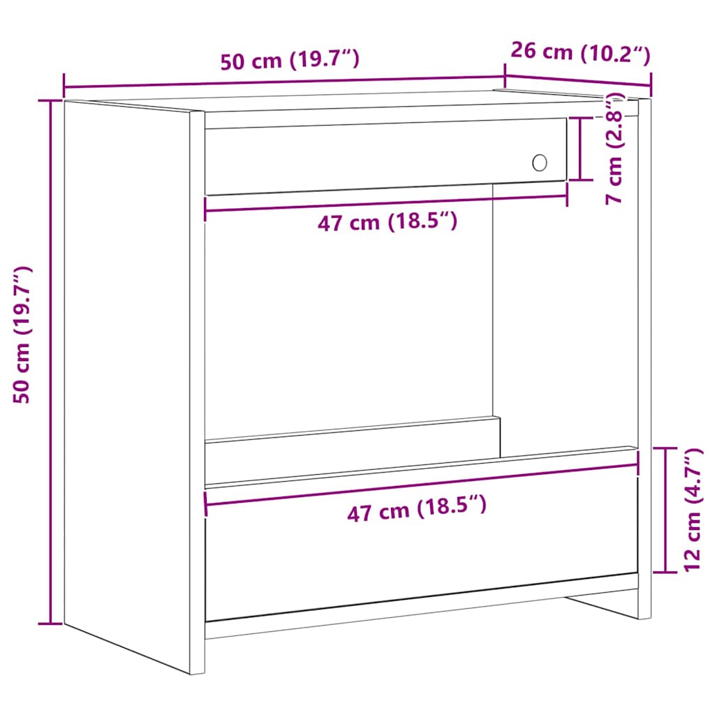 Sidetabell Svart Eik 50 x 26 x 50 cm Konstruert tre