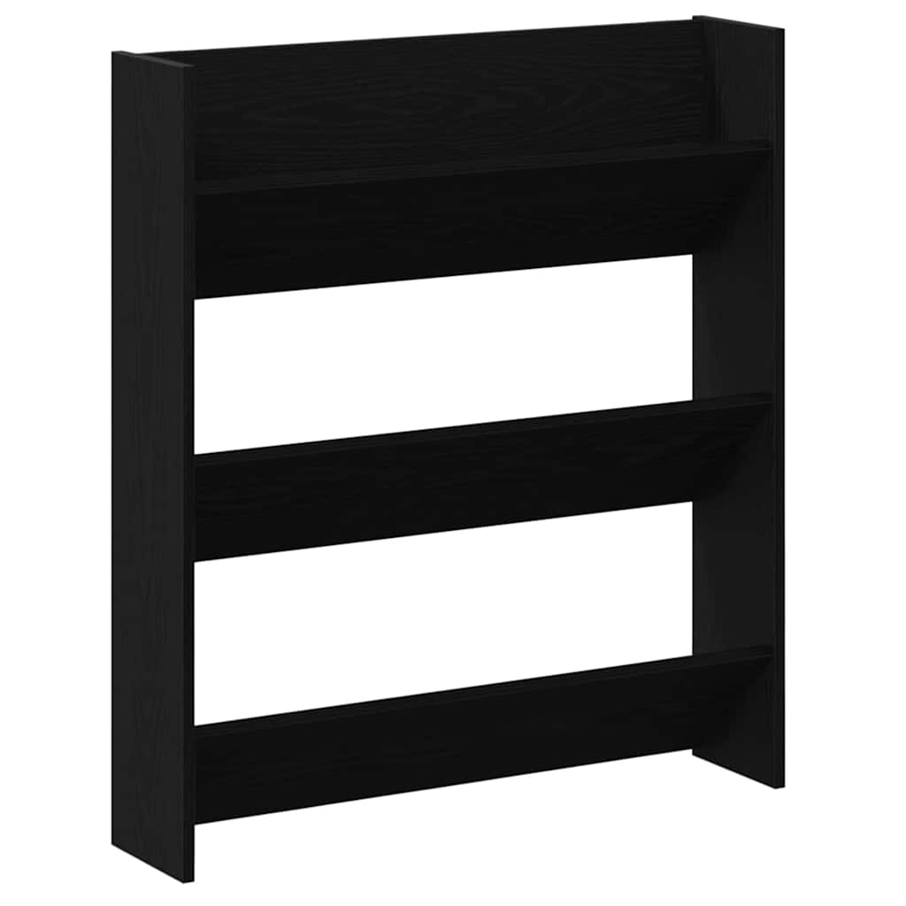Veggskoskap 2 pcs Svart eik 80 x 18 x 90 cm Konstruert tre