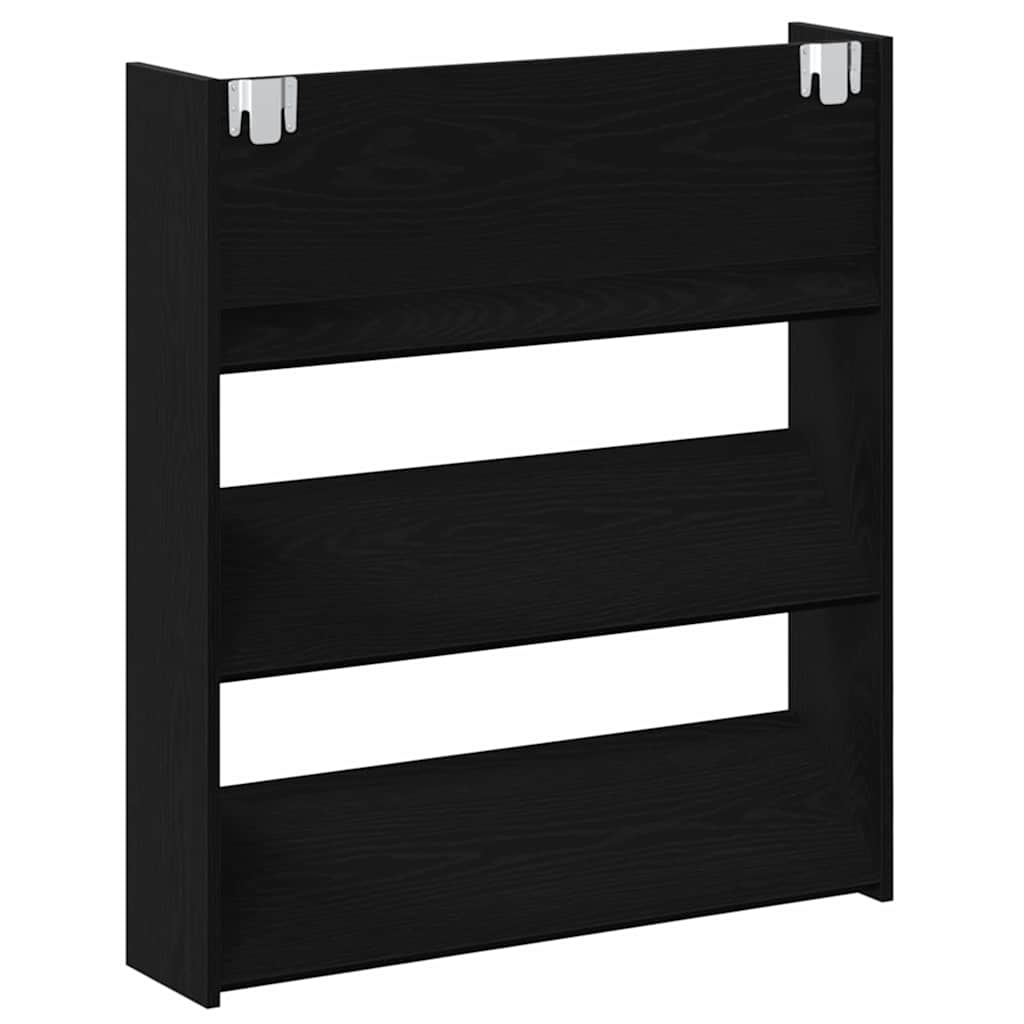 Veggskoskap 2 pcs Svart eik 80 x 18 x 90 cm Konstruert tre