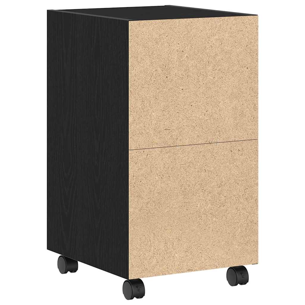 Vogn med skap med hjul Svart Eik 33 x 38 x 60 cm Konstruert tre