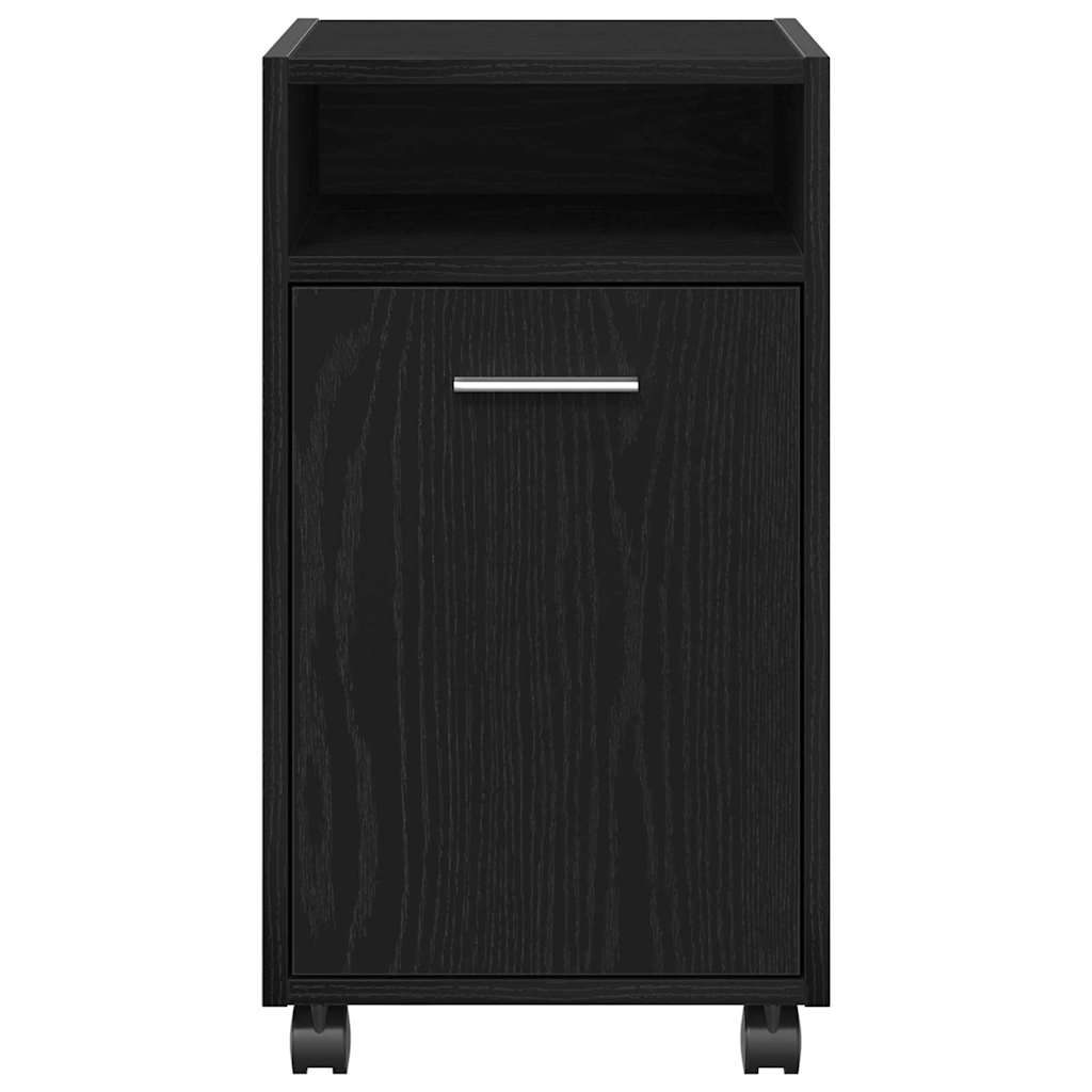 Vogn med skap med hjul Svart Eik 33 x 38 x 60 cm Konstruert tre