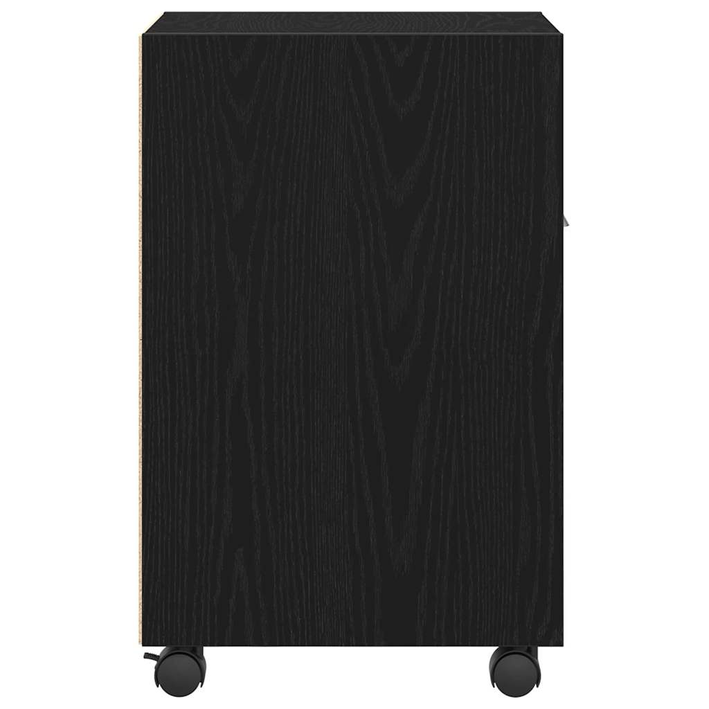 Vogn med skap med hjul Svart Eik 33 x 38 x 60 cm Konstruert tre