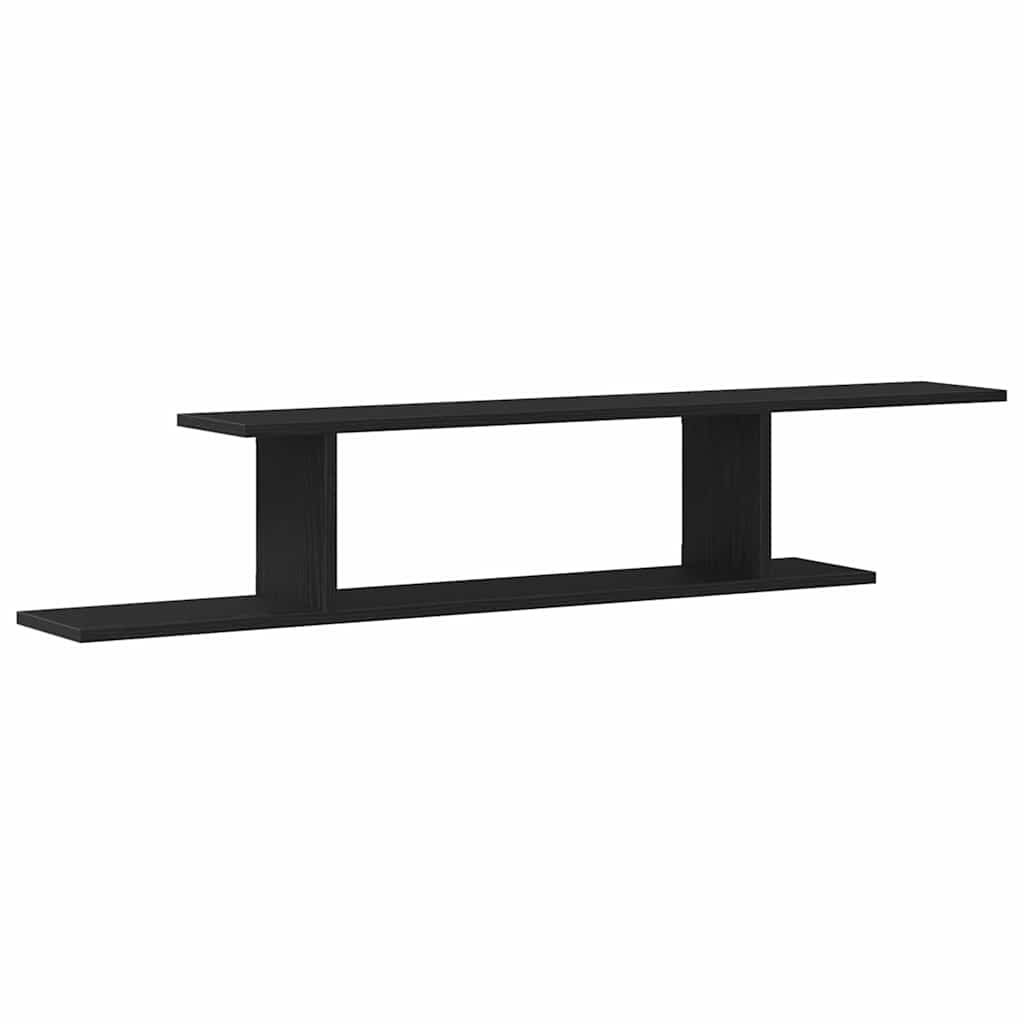 Veggmontert TV-hylle Svart eik 125 x 18 x 23 cm Konstruert tre