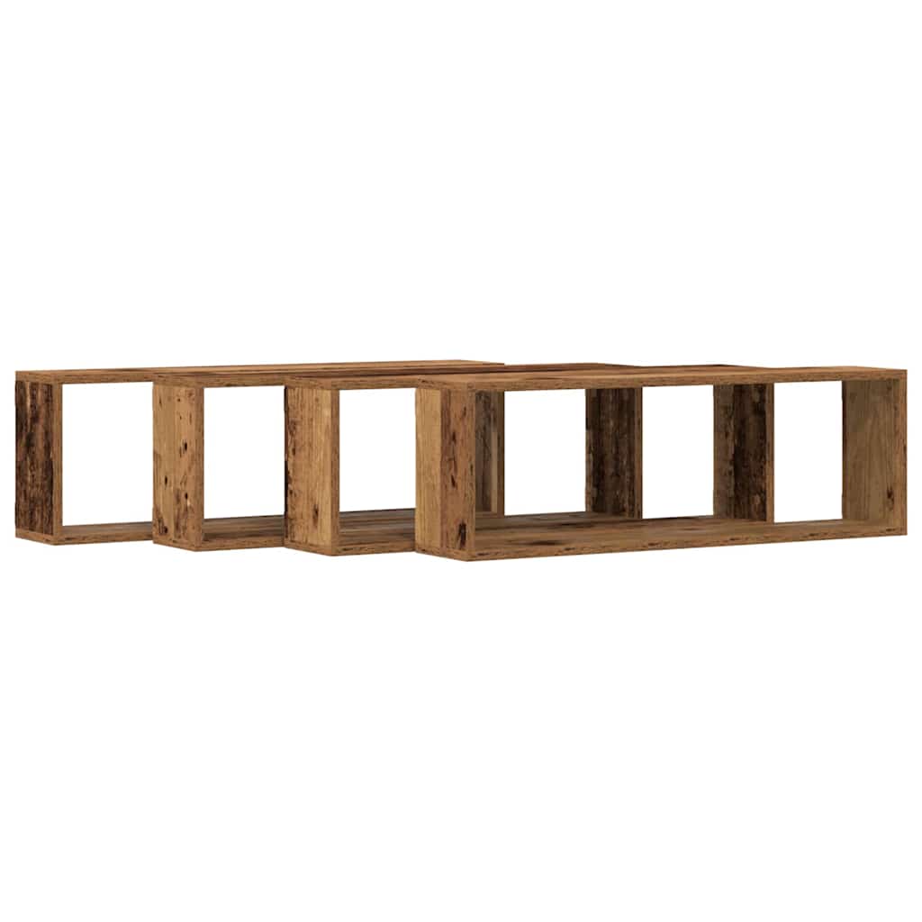 Vegghyller 4 pcs Gammelt tre 80 x 15 x 26 cm Konstruert tre