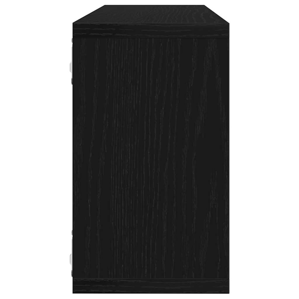 Vegghyller 4 pcs Svart Eik 80 x 15 x 26 cm Konstruert tre