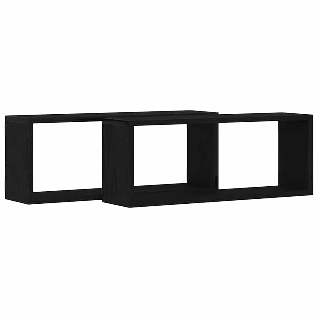 Vegghyller 2 pcs Svart Eik 60 x 15 x 23 cm Konstruert tre