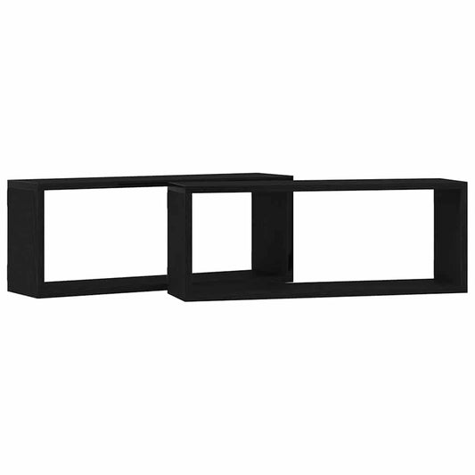 Vegghyller 2 pcs Svart Eik 60 x 15 x 23 cm Konstruert tre