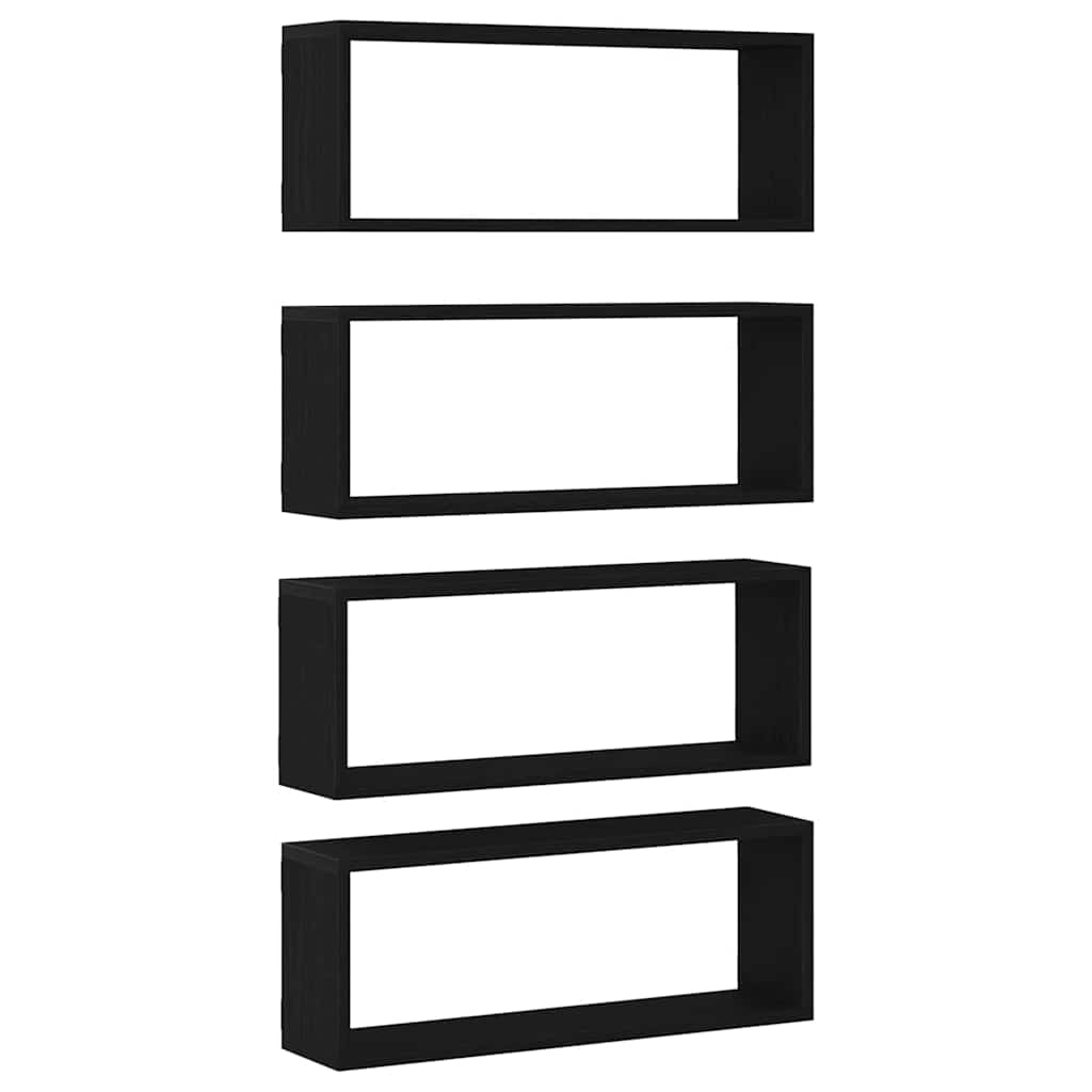 Vegghyller 4 pcs Svart Eik 60 x 15 x 23 cm Konstruert tre