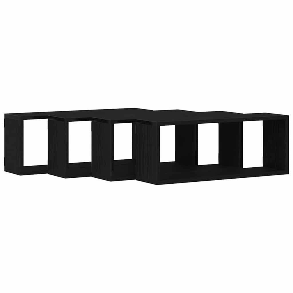 Vegghyller 4 pcs Svart Eik 60 x 15 x 23 cm Konstruert tre