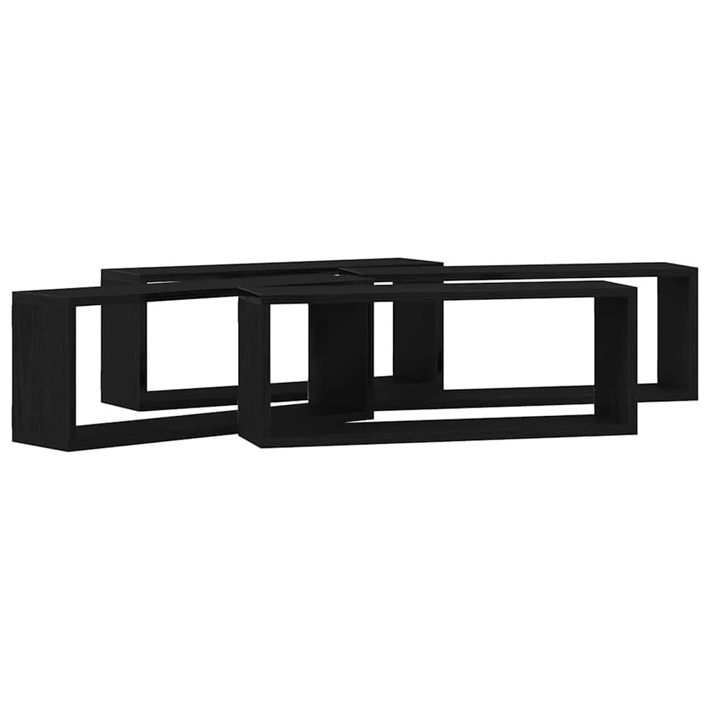 Vegghyller 4 pcs Svart Eik 60 x 15 x 23 cm Konstruert tre