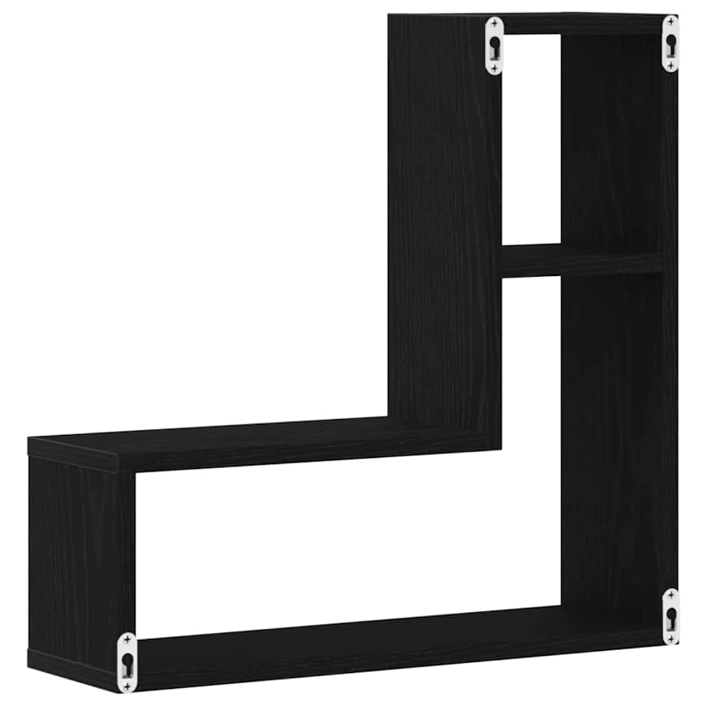 Vegghylle 2 pcs Svart Eik 50 x 15 x 85 cm Konstruert tre
