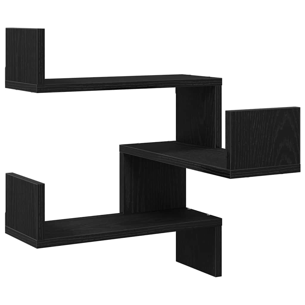 Vegghylle med hylle Svart Eik 40 x 40 x 49,5 cm Konstruert tre