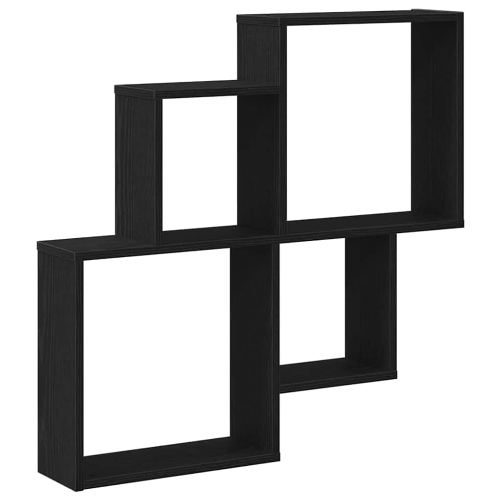 Vegghylle med hylle Svart Eik 80 x 15 x 78,5 cm Konstruert tre