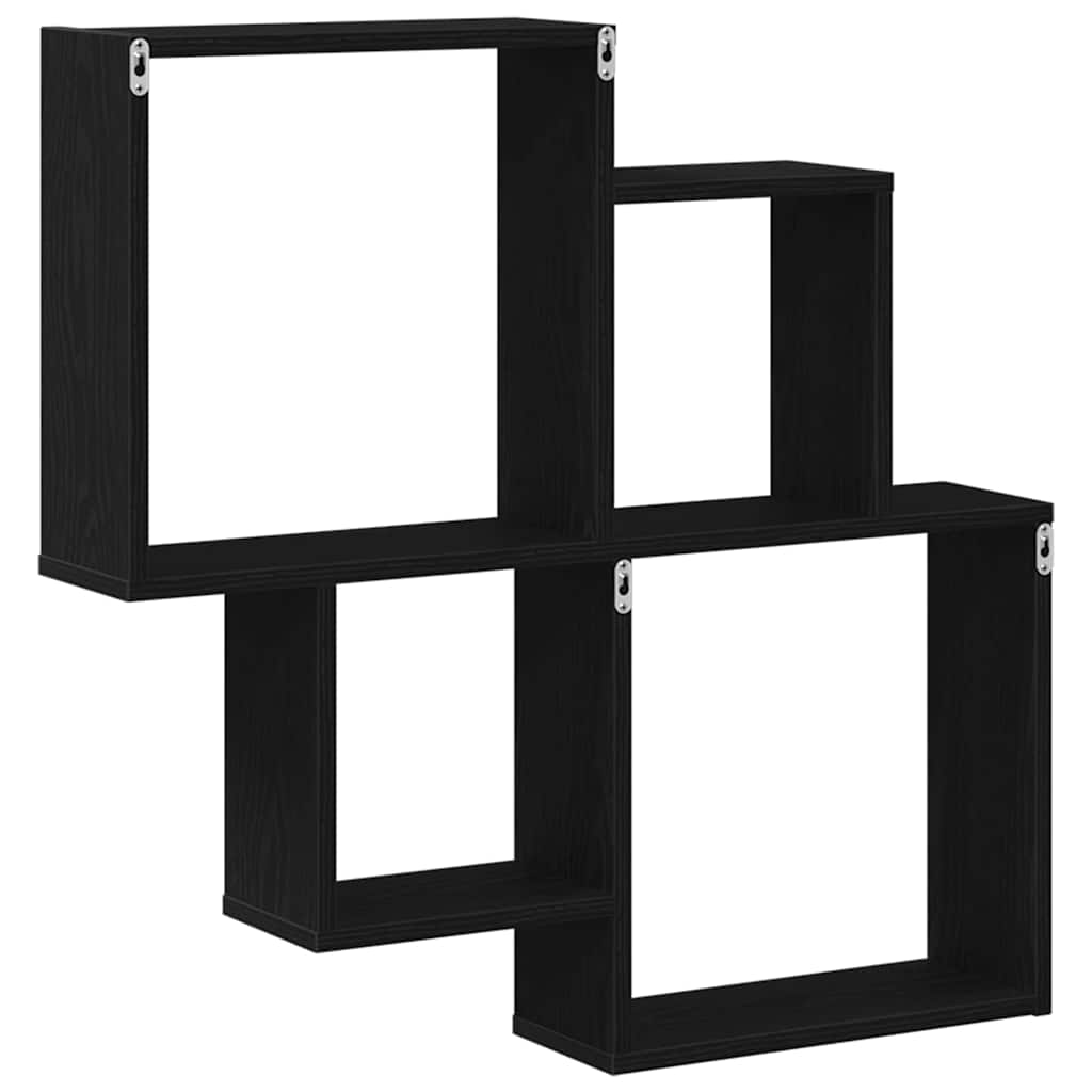 Vegghylle med hylle Svart Eik 80 x 15 x 78,5 cm Konstruert tre