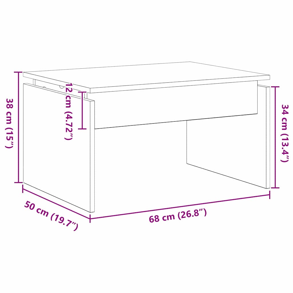 Kaffebord Svart Eik 68 x 50 x 38 cm Konstruert tre