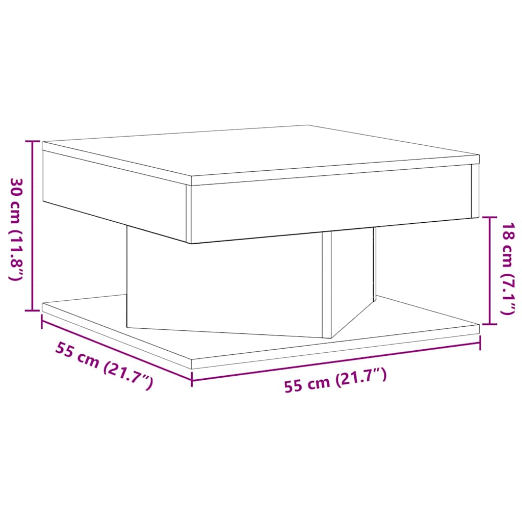 Kaffebord Svart Eik 57 x 57 x 30 cm Konstruert tre