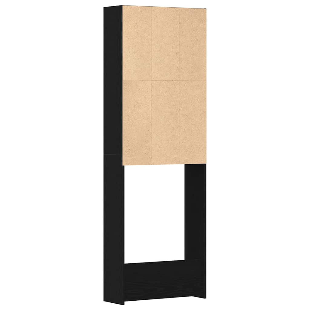 Vaskemaskinskap Svart Eik 64 x 24 x 190 cm Konstruert tre