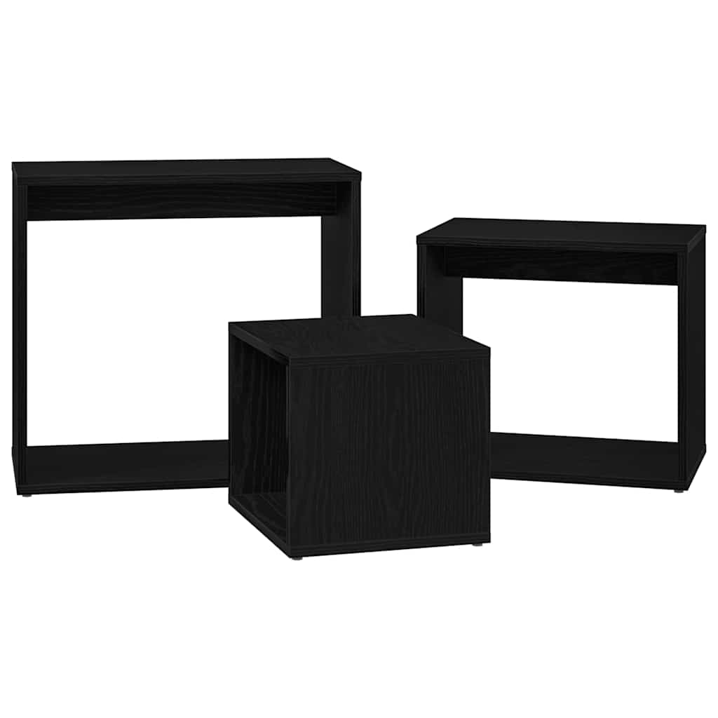 Nesting Bord 3 pcs Svart Eik Konstruert tre