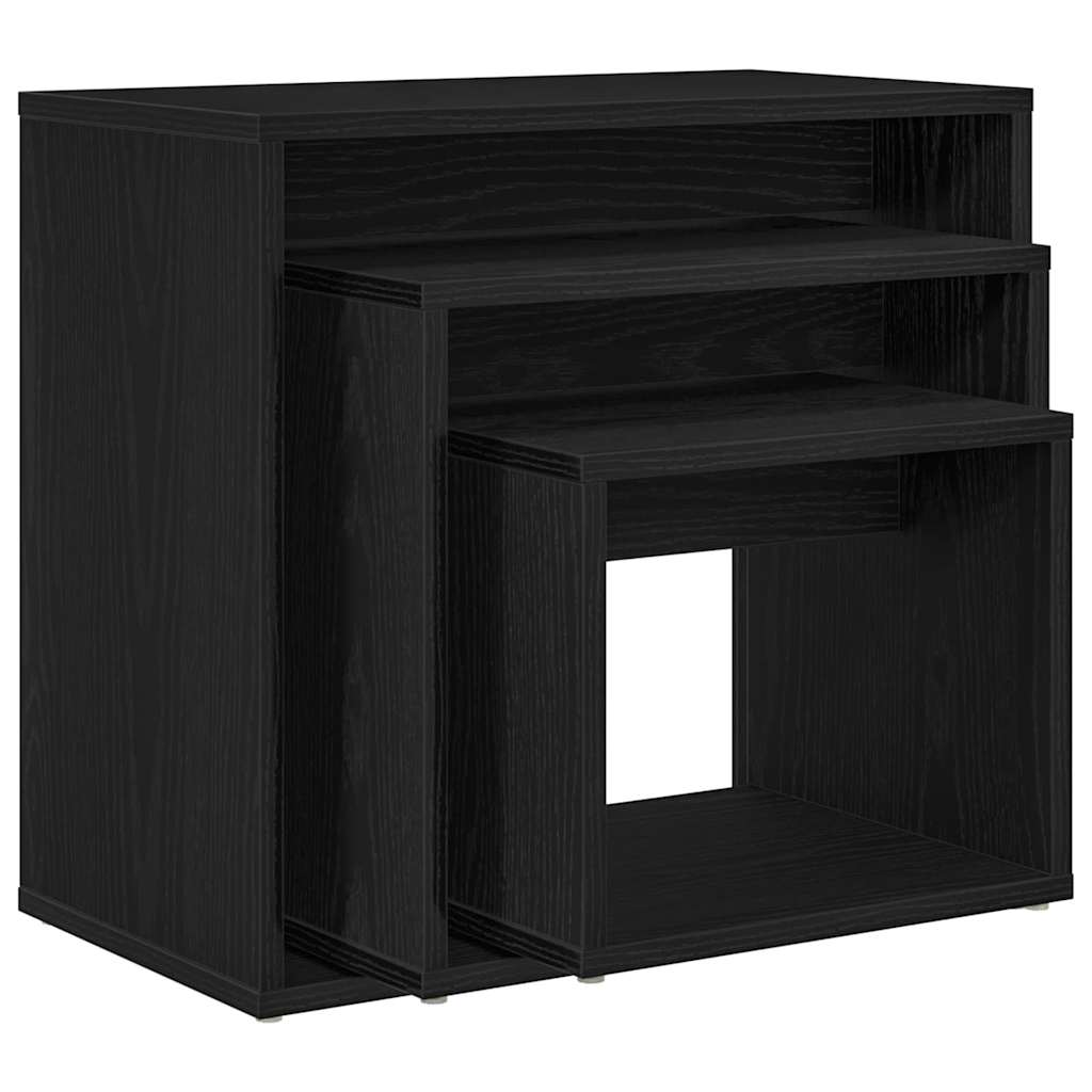 Nesting Bord 3 pcs Svart Eik Konstruert tre