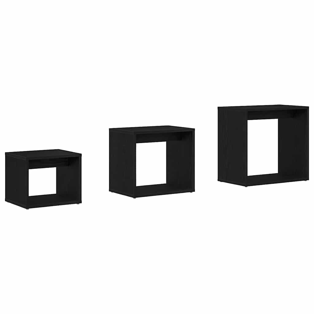Nesting Bord 3 pcs Svart Eik Konstruert tre