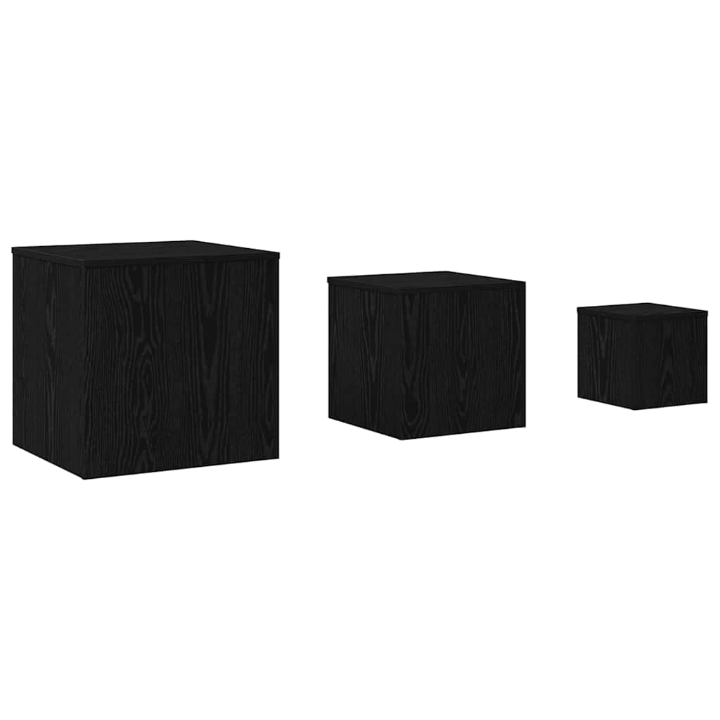 Nesting Bord 3 pcs Svart Eik Konstruert tre