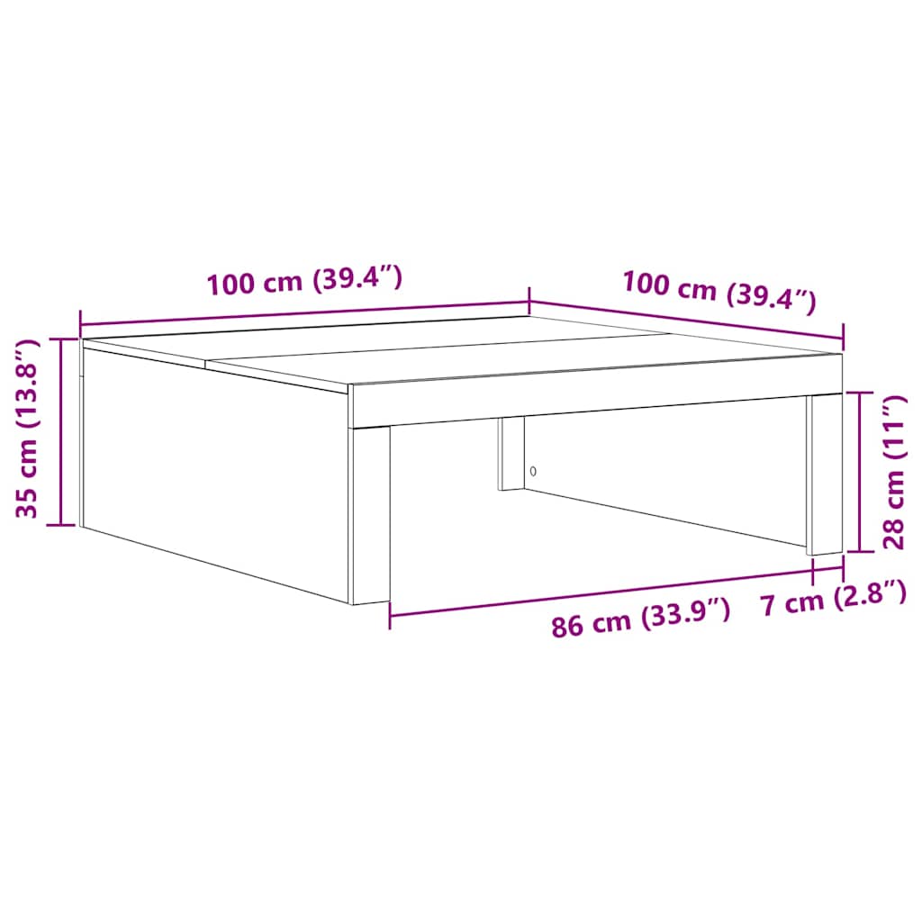 Kaffebord Svart Eik 100 x 100 x 35 cm Konstruert tre
