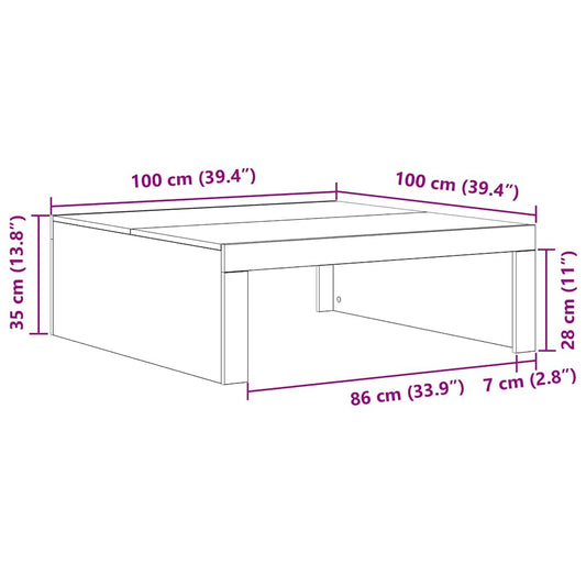 Kaffebord Svart Eik 100 x 100 x 35 cm Konstruert tre