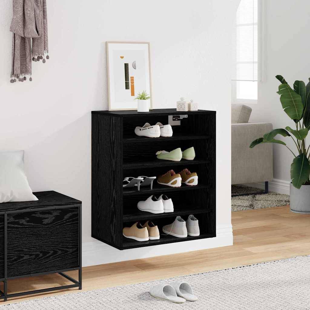 Sko Skap med hylle Svart Eik 60 x 35 x 70 cm Konstruert tre