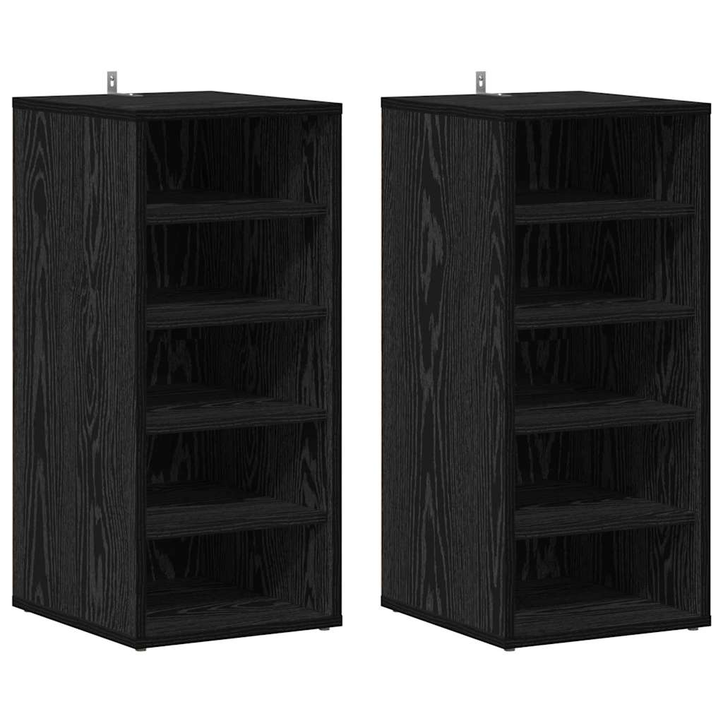 Sko Skap 2 pcs Svart Eik 32 x 35 x 70 cm Konstruert tre