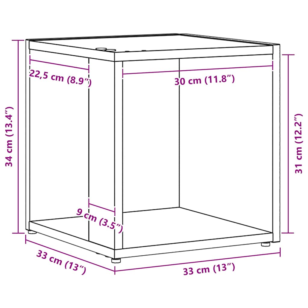Krokhyller Svart Eik 33 x 33 x 34,5 cm Konstruert tre