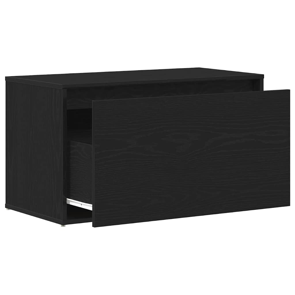 Gangbenk med skuff Svart Eik 80 x 40 x 45 cm Konstruert tre