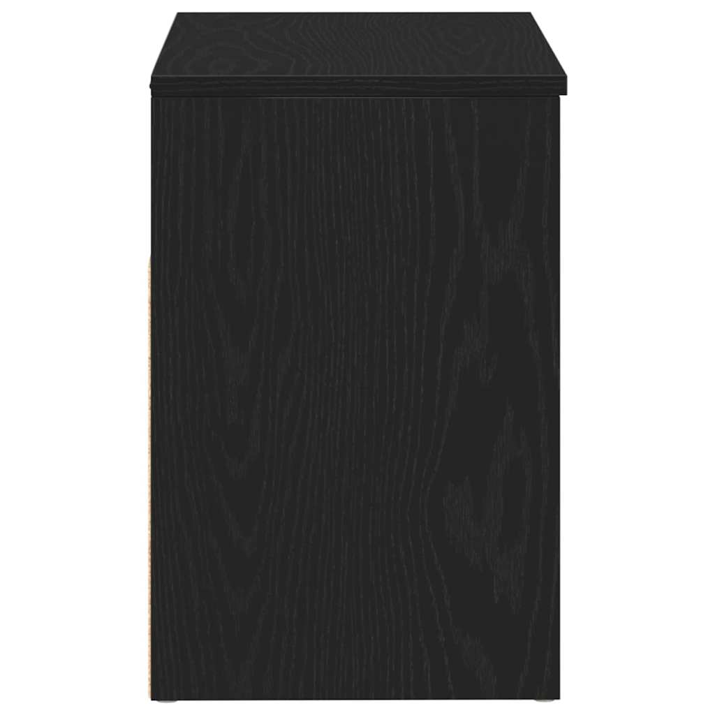 Skobenk med hylle Svart Eik 60 x 30 x 45 cm Konstruert tre