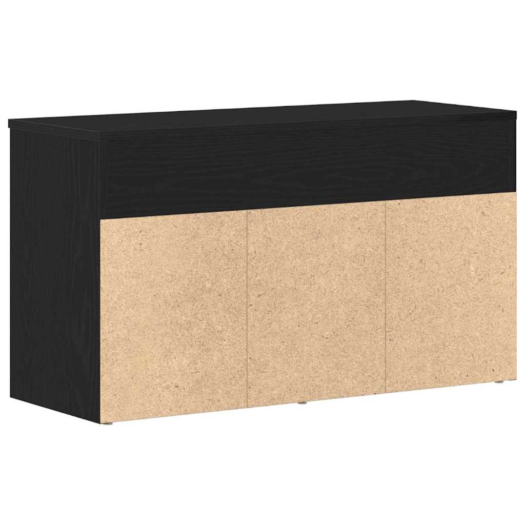 Skobenk med hylle Svart Eik 80 x 30 x 45 cm Konstruert tre